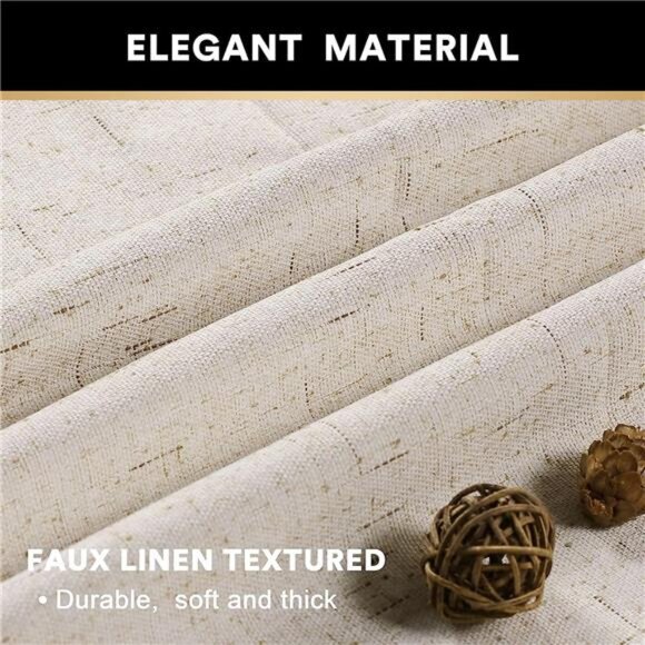 Primitive Textured Linen 100% Blackout Curtains for Bedroom/Living Room - Picture 3 of 7